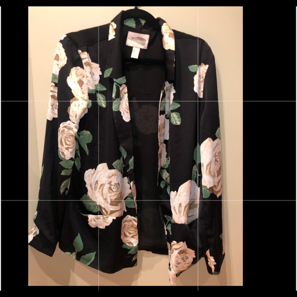 Black floral blazer size L